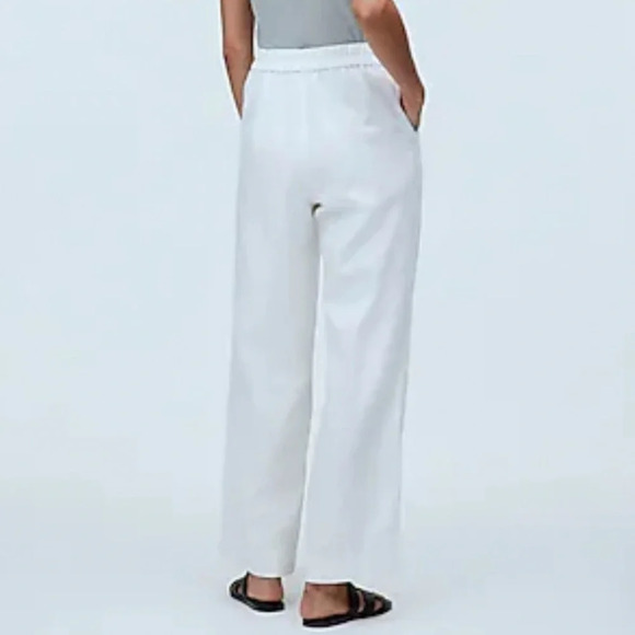 Madewell Linen Blend White Pull-On Straight Crop Pant Size 2 - Picture 4 of 6